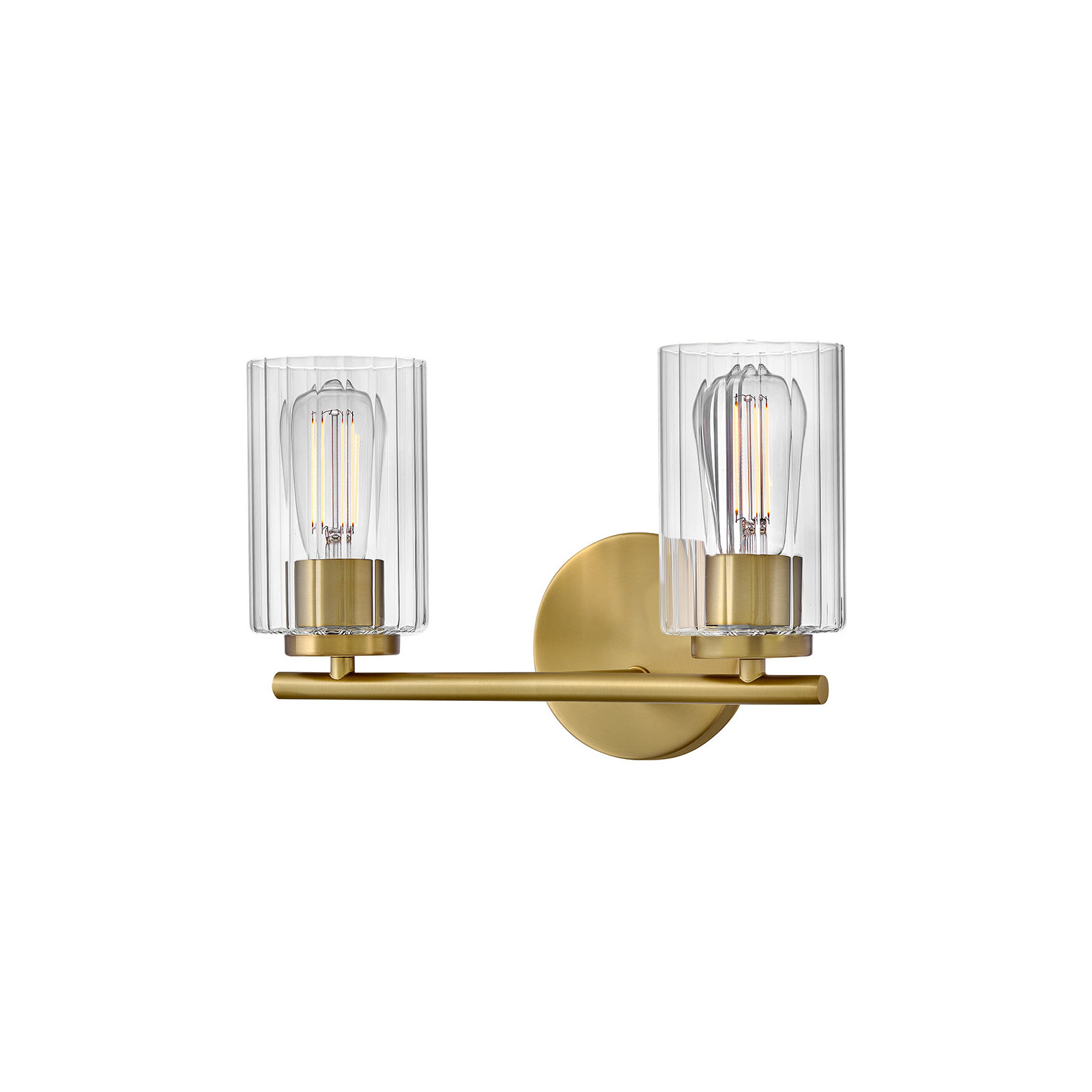 2-Light Bath Vanity Fixture with Clear Ribbed Glass, Bronze