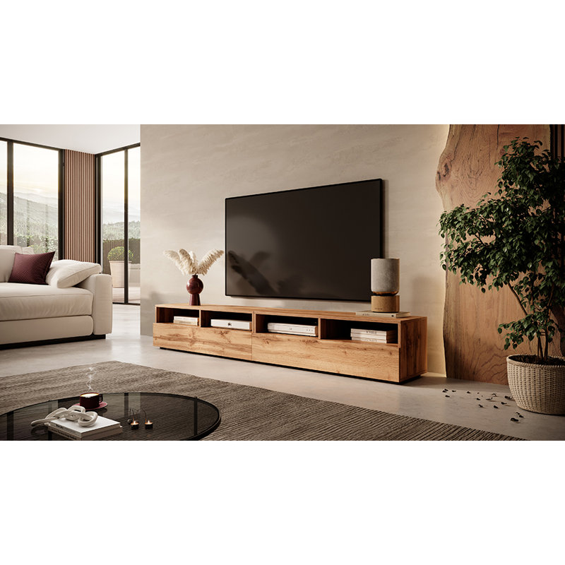 Alatorre Unfinished TV Stand for TVs up to 88", Wotan Oak