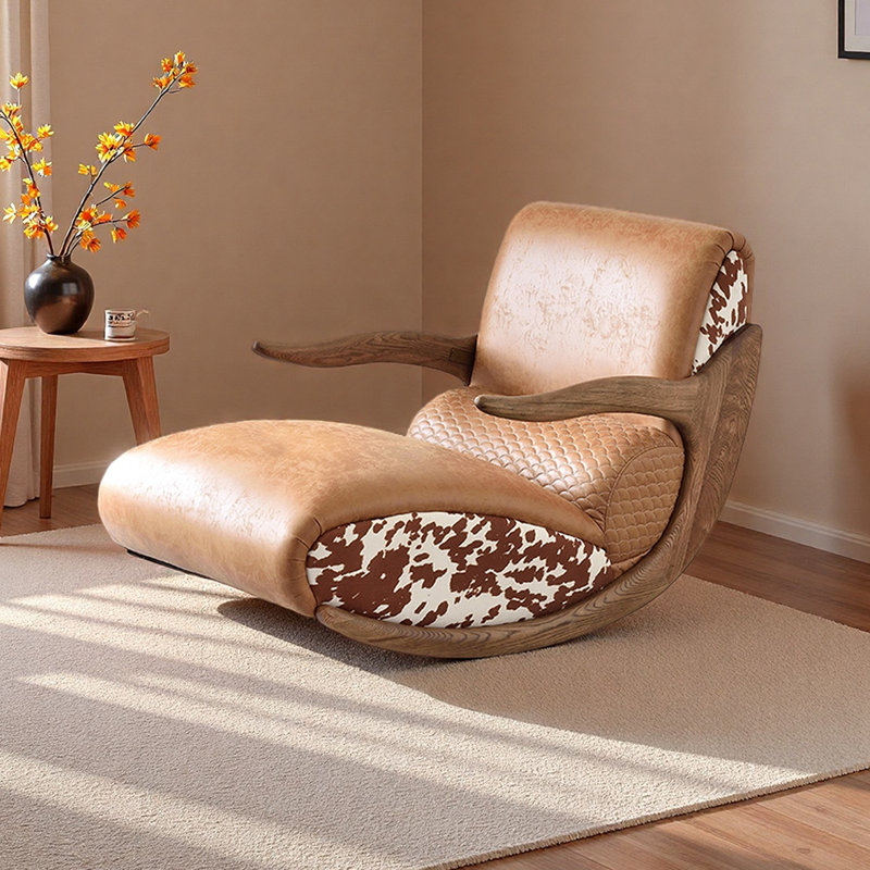 Chaise berçante simple en similicuir Living Room, Brun