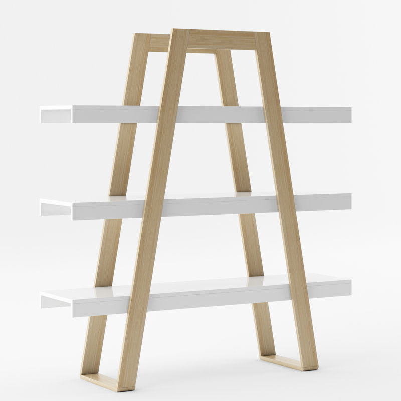 166cm H x 155cm W Wood Ladder Bookcase