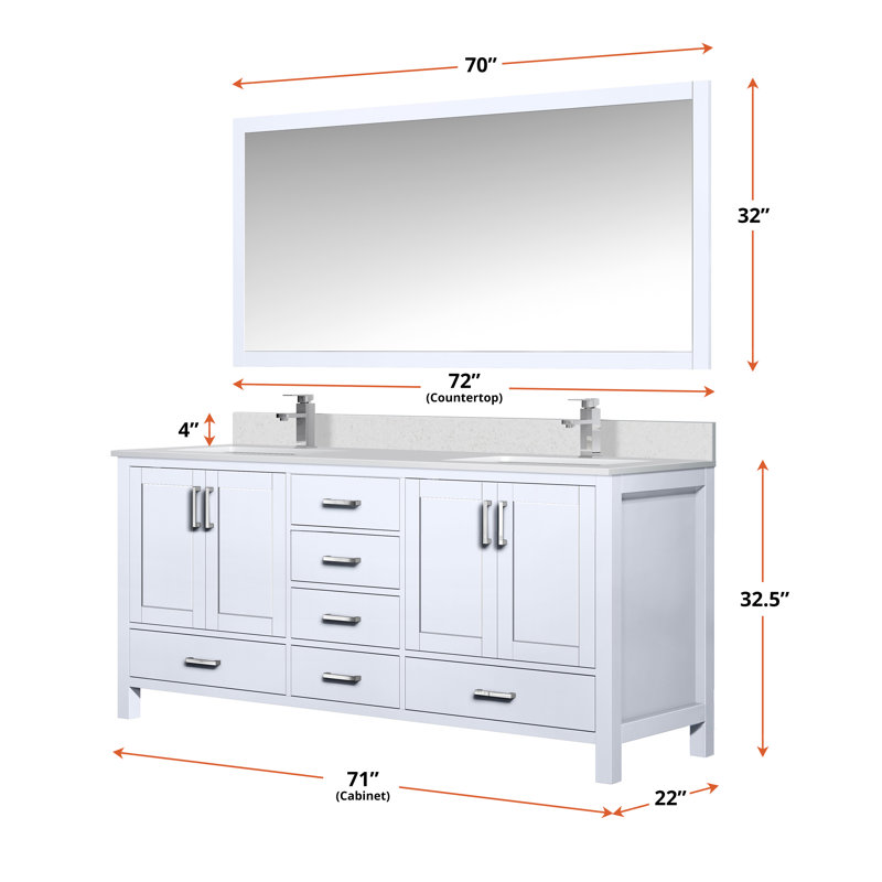 Jacques 72 in W x 22 in D Double Bath Vanity, White