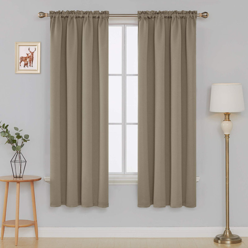 Solid Room Darkening Thermal Single Curtain Panel, Khaki, 42" W x 72" L