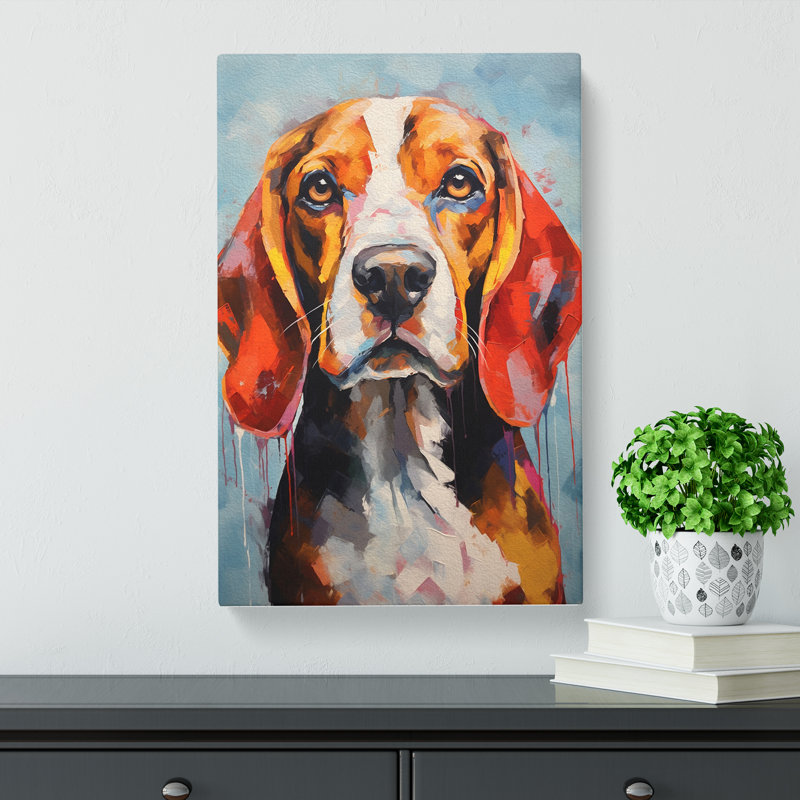 Beagle Hard Edge Painting - Wrapped Canvas, 60cm H x 40cm W x 3cm D