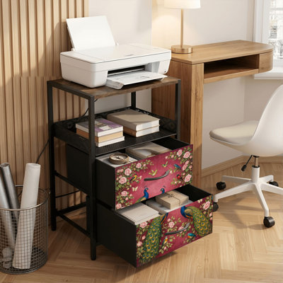 Table de chevet 2 tiroirs avec station de charge, table de chevet avec ports USB et prises USB
