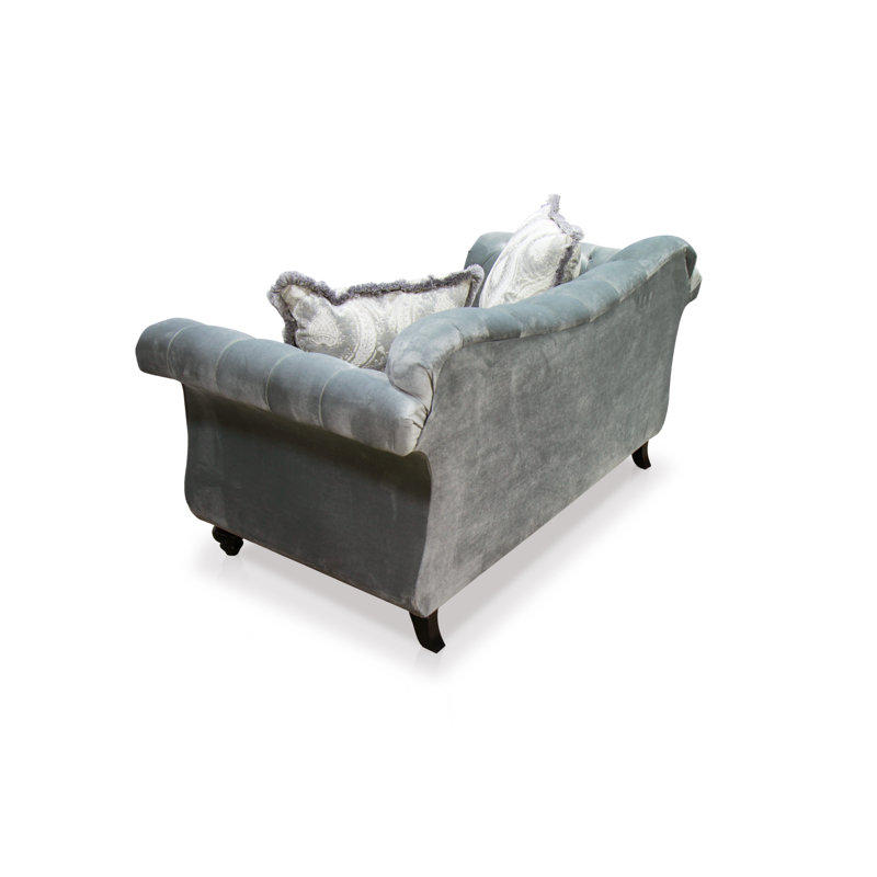 Causeuse traditionnelle Bate en moka clair, 100 % lin gris