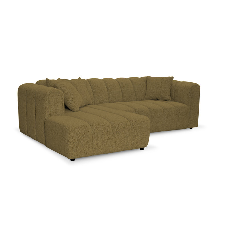 3 Seater Corner Sofa, Left Hand Facing, Polyester - Yellow