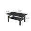 Table basse en verre trempé noir avec pattes en métal, table d'appoint moderne à 2 niveaux pour salon