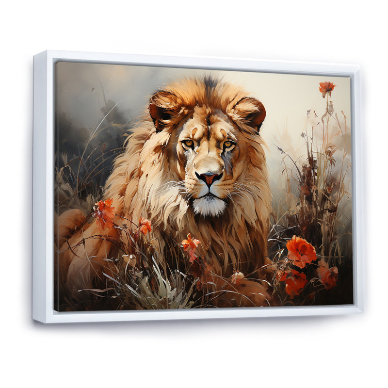 «Lion Wilderness Symphony I» sur toile, H 34 po x l 44 po x P 1,5 po, Cadre flottant blanc