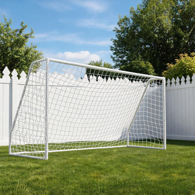 But de soccer 12 x 6 pi avec filet pliable, structure en métal robuste, poteaux de soutien en fibre de verre, piquets et sac de transport