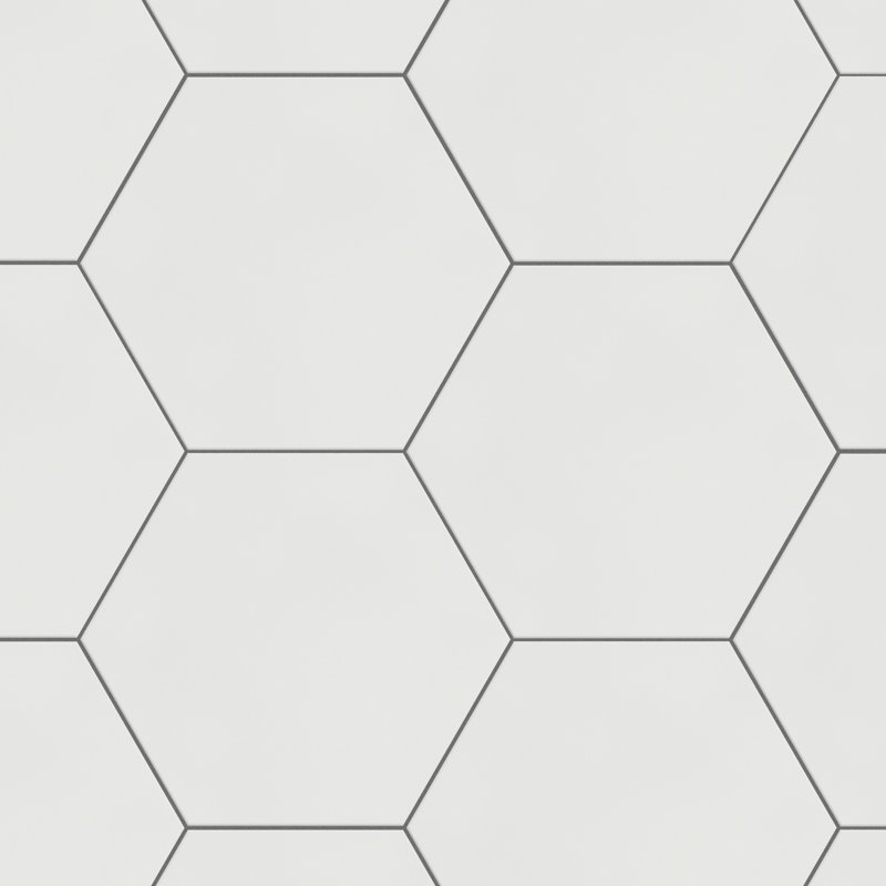 Carreau de porcelaine 9 po x 10 po Textile Hex, Blanc