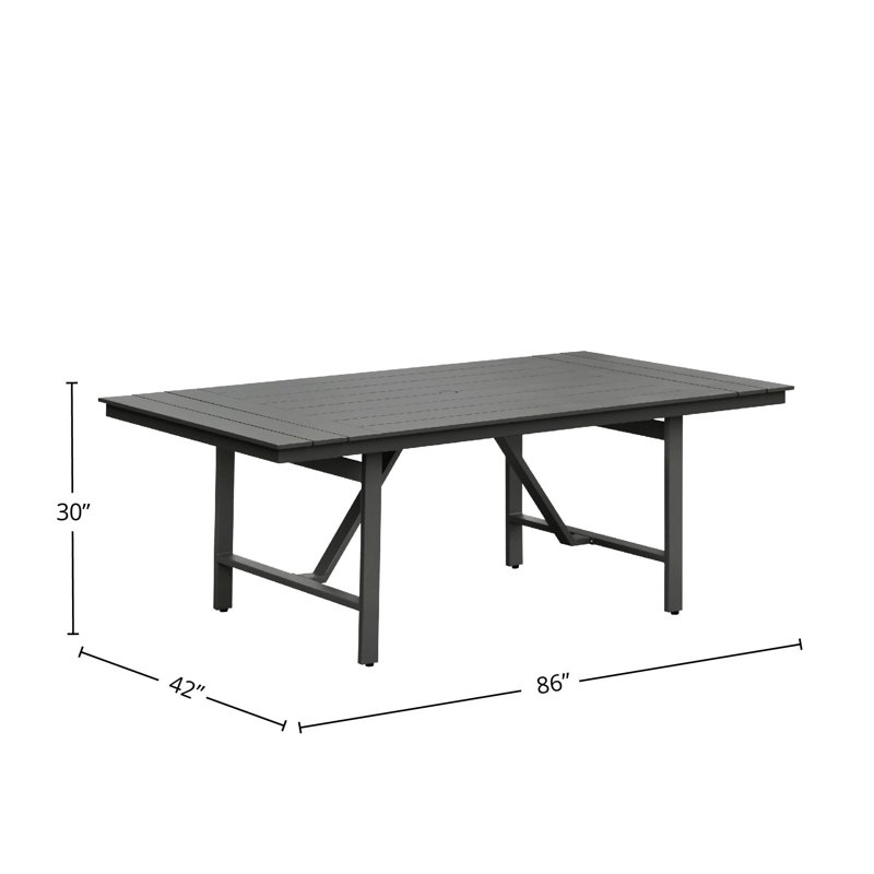 Table de salle à manger d'extérieur en aluminium Aulander, moka