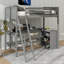 Lit mezzanine simple avec tablettes et bureau, lit mezzanine en bois avec bureau-1742409714