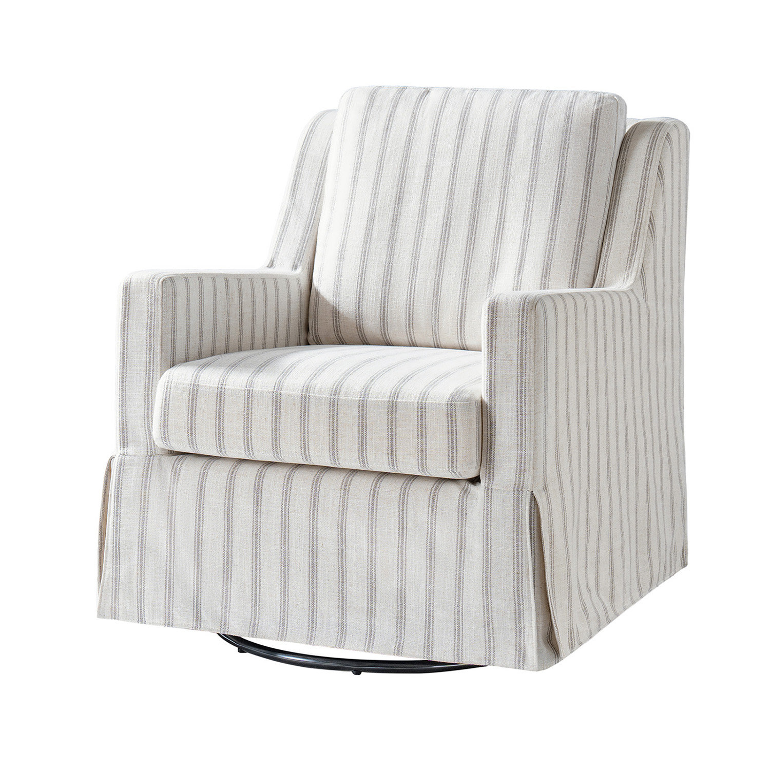 Lillie Swivel Rocking Armchair, Gray Striped