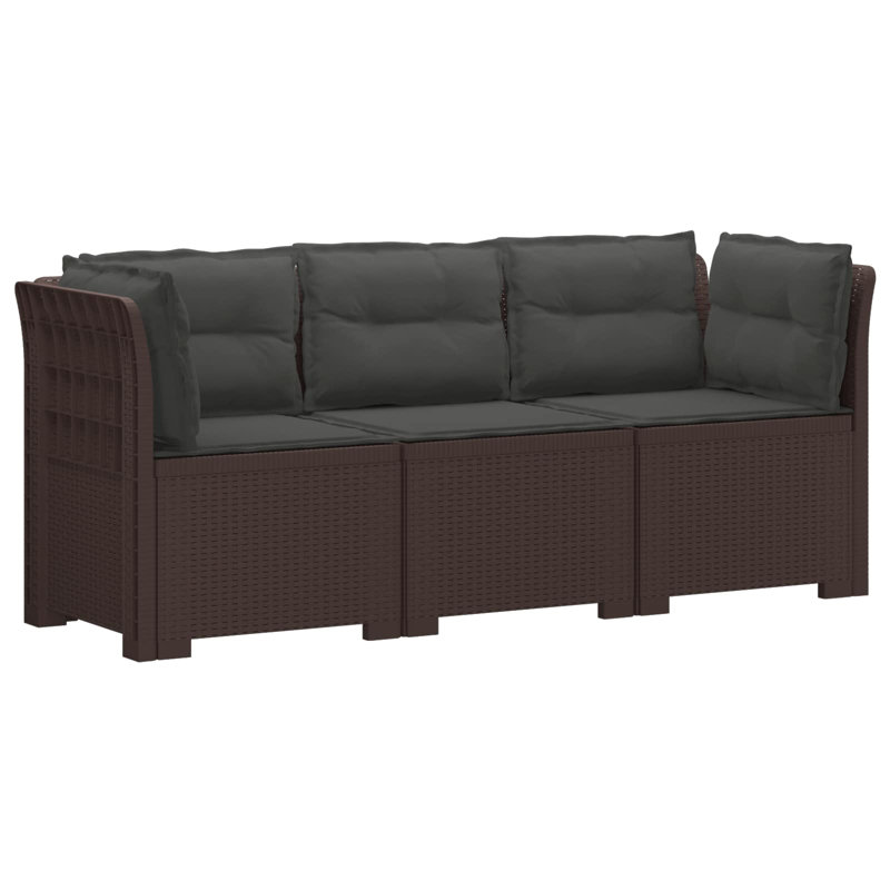 179 cm W Patio Sofa with Cushions, Anthracite, Brown