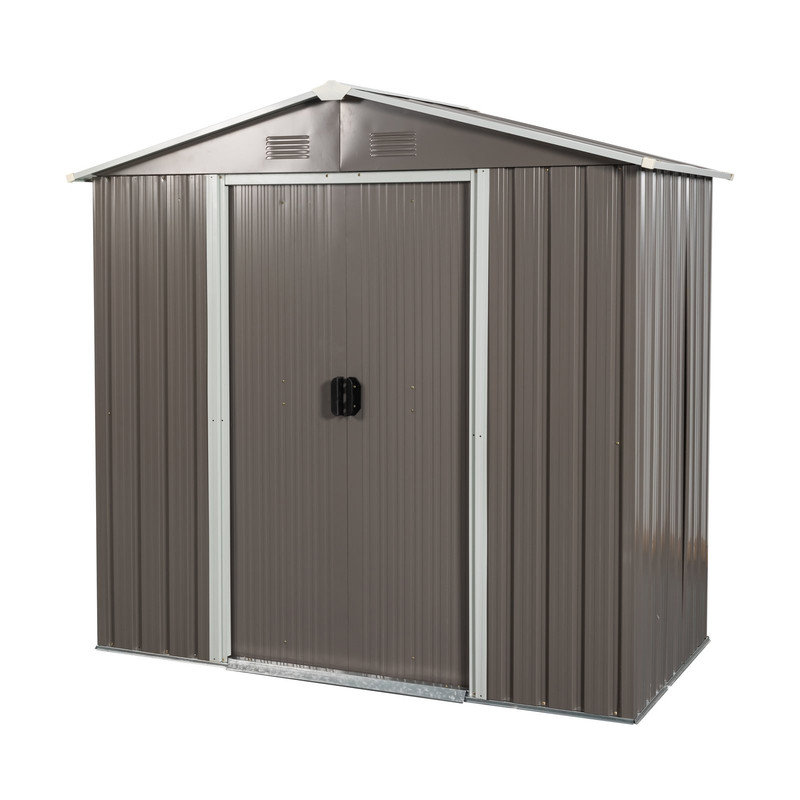 8ft x 4ft Gray Metal Outdoor Storage Shed with Vents