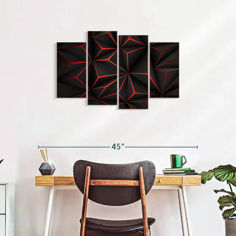Avery Black And Red Abstract, 22" H x 36" W