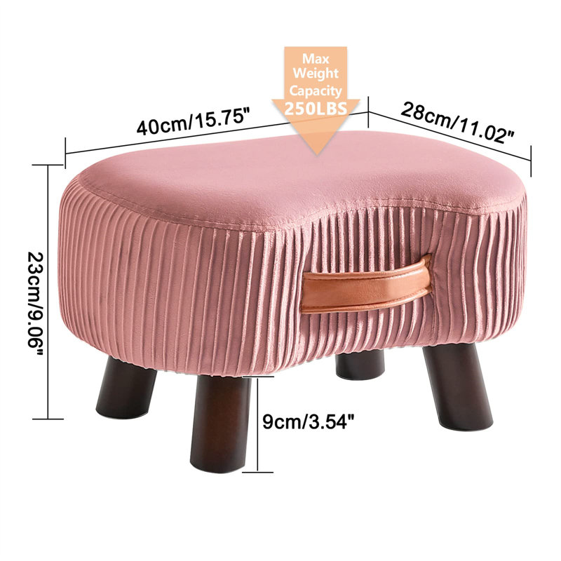 40cm Wide Footstool Ottoman, Pink