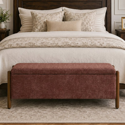 48" Modern Multifunctional Upholstered Storage Bench with Solid Wood Legs