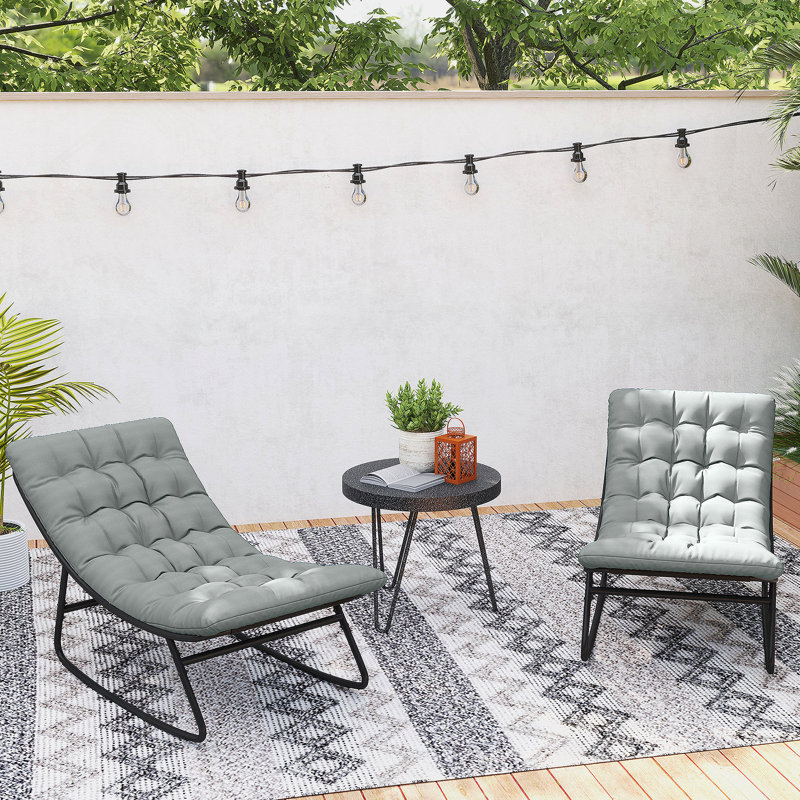 Chaises berçantes d'extérieur avec coussins épais, 2 pièces Outsunny