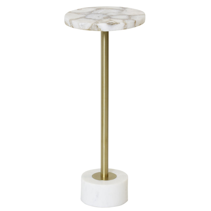 Table d'appoint Aurelia, Naturel, or et blanc