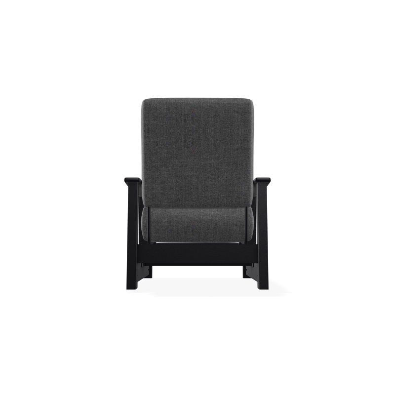Leeward Marine Grade Polymer Deep Seating Cushion Arm Chair with Hidden Motion, Black, Cast Slate Sunbrella® Plainweave
