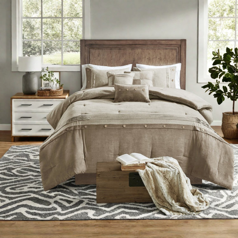 Soft Faux Suede Queen Bedding Sets, Rustic Farmhouse Home Comfort