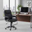 Chaise de bureau Basic à dossier moyen en similicuir souple noir, réglable en hauteur avec accoudoirs-555581780