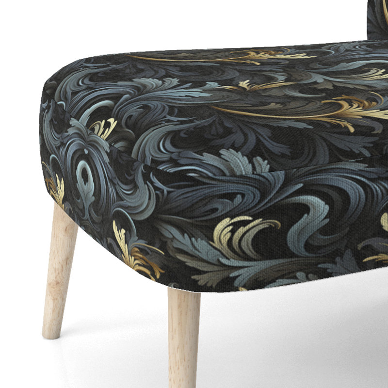 Chaise d'appoint rembourrée noire et dorée Paisley