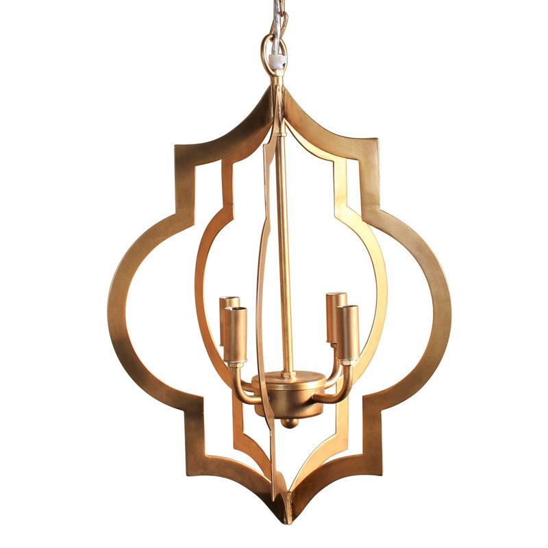 Luminaire suspendu géométrique 4 lumières unique Mariami, Bronze
