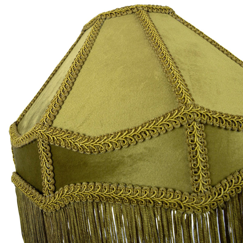 19 cm H Empire Velvet Lamp Shade ( No Direct Attachment Method ), Olive Green