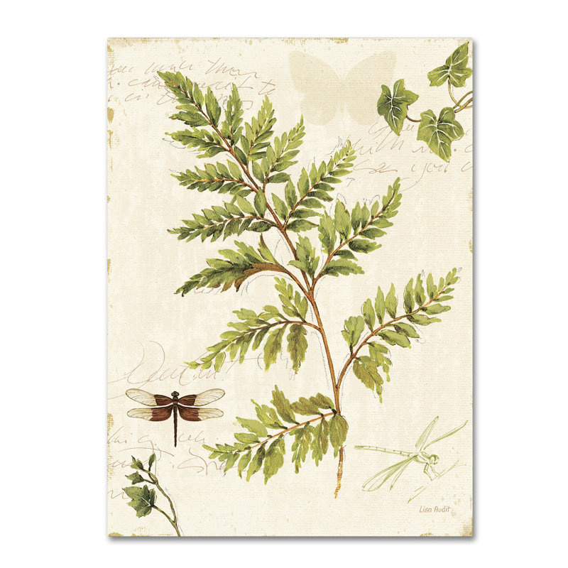 Ivies and Ferns I Green and Beige Canvas Art