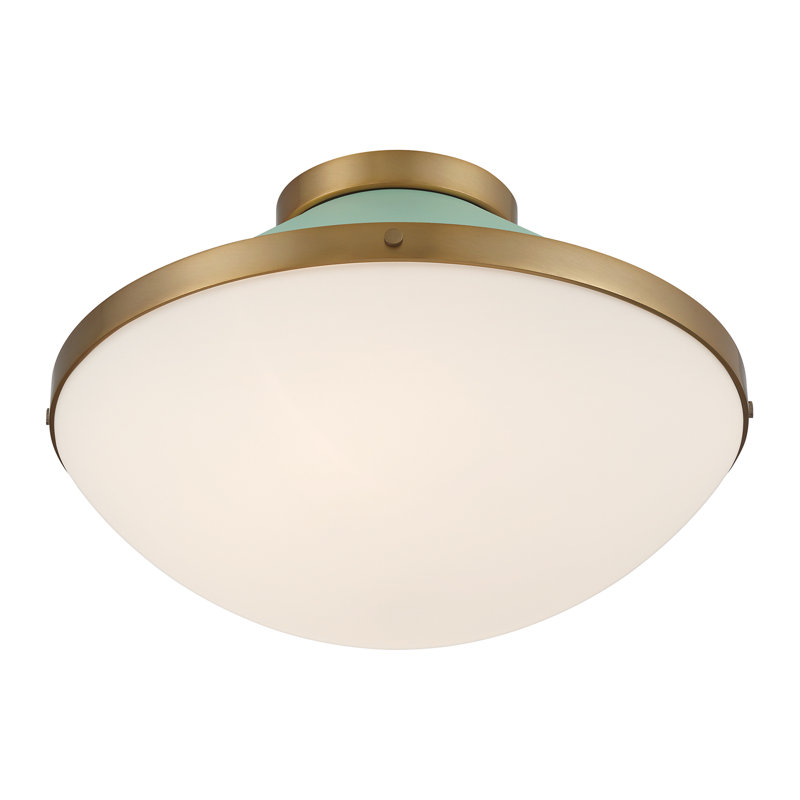 Bolderberg 2 Light Vibrant Gold Flush Mount, Green