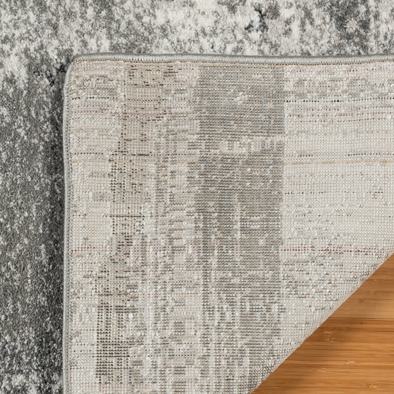 Christipher Aria Modern Industrial Abstract Plush Gray/ White Polypropylene/Polyester Shag Area Rug, Rectangle 6'6" x 9'6"