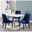 Rosamond 4 Person Dining set - a Rectangular Wooden Dining Table with Metal Legs and a Set of 4 Quilted Ring Knocker Velvet Dining Chairs for Dining Room - Modern Dining Table Set-1294802202
