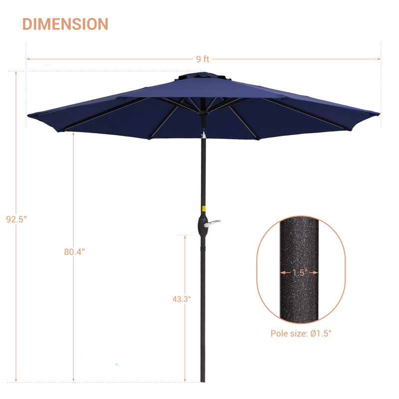 Parasol de marché rond 106,3 po Asyraf, Bleu marine