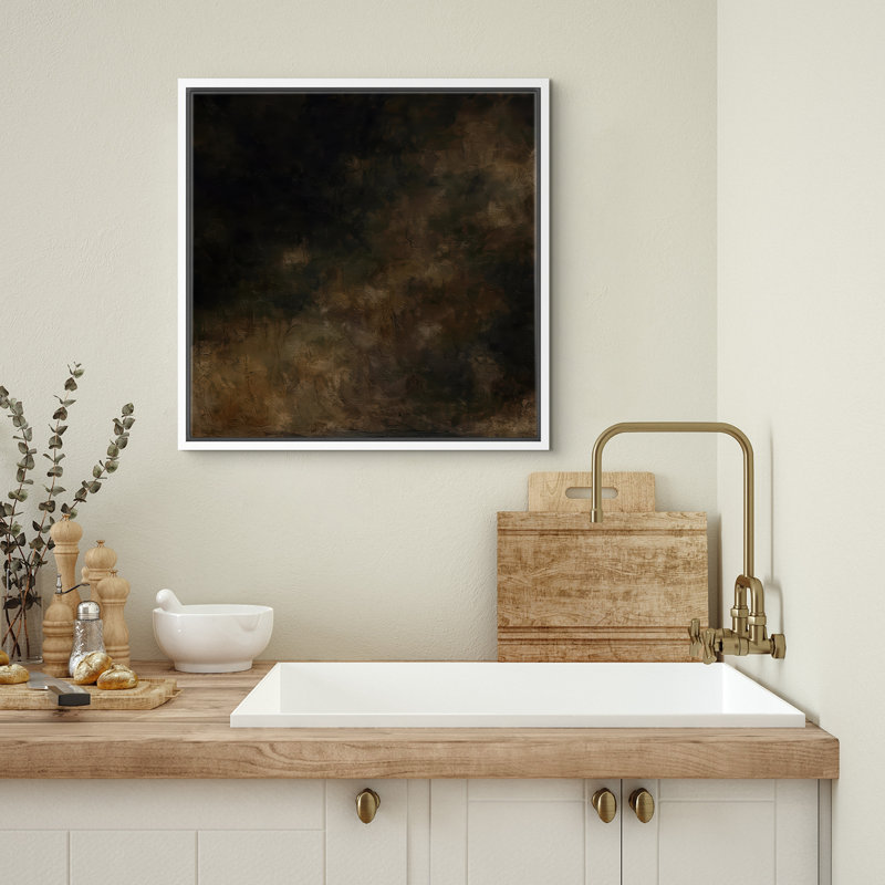 Reproduction d'art abstrait sur toile encadrée pour décoration intérieure moderne, H 16 po x l 16 po, Blanc