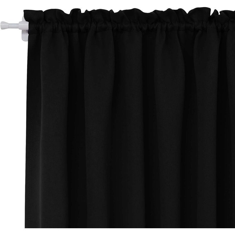Nuhamin Blackout Curtain Pair, 137cm wide x 102cm high, Black