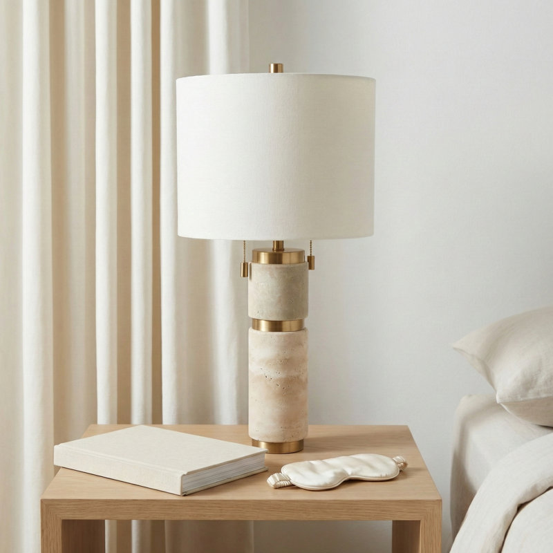 Sagebrook Home 26X13" Travertine Lamp With 2 Pulls, Tan
