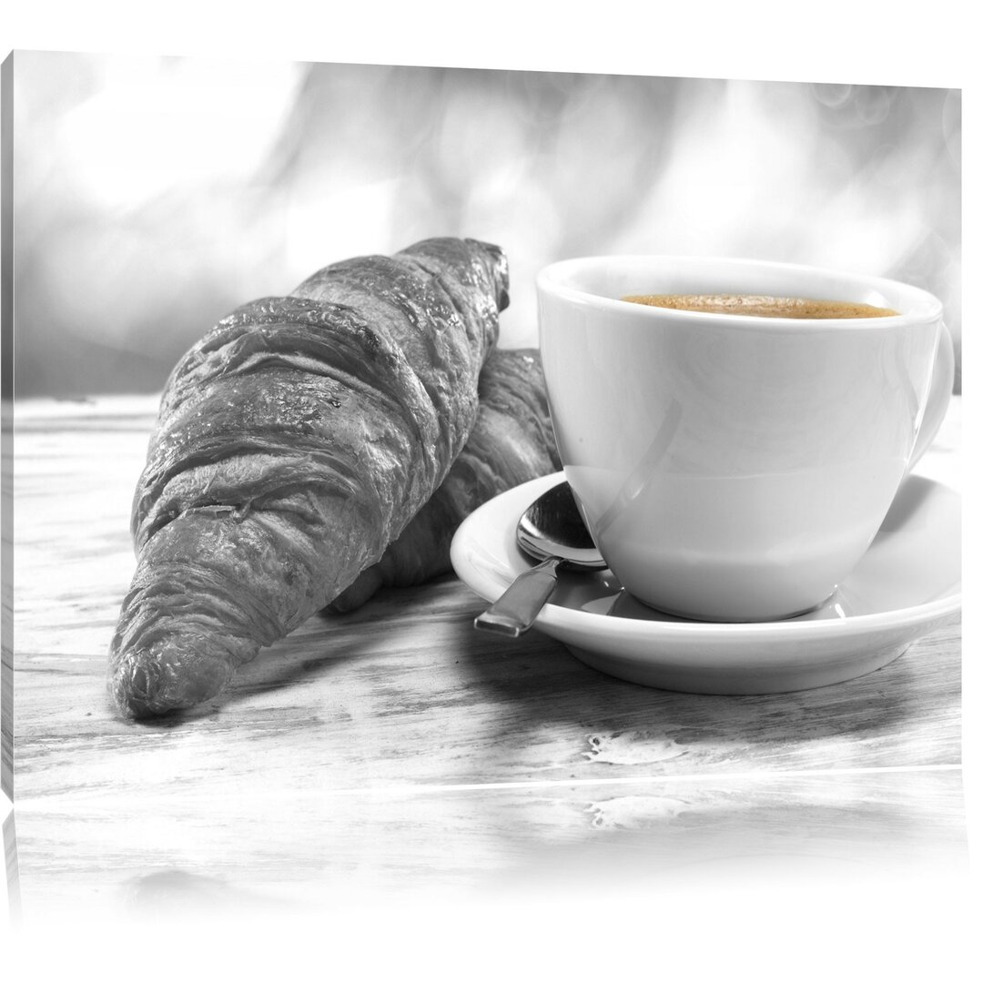 Leinwandbild Croissants und Kaffee