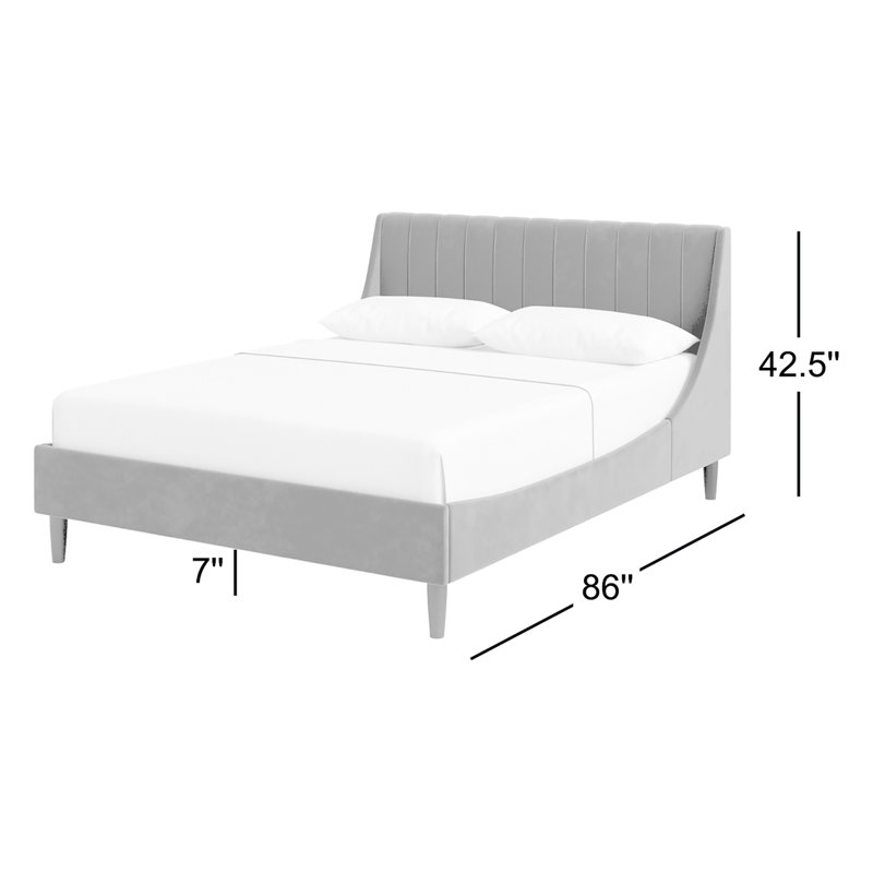Helaina Upholstered Wingback Bed, Queen, Cloud White Velvet