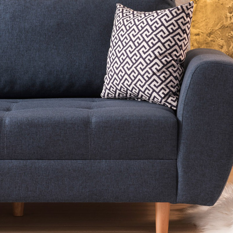 Canapé revêtu de tissu d'ameublement 90,6 "haitham, Mélange de polyester bleu foncé