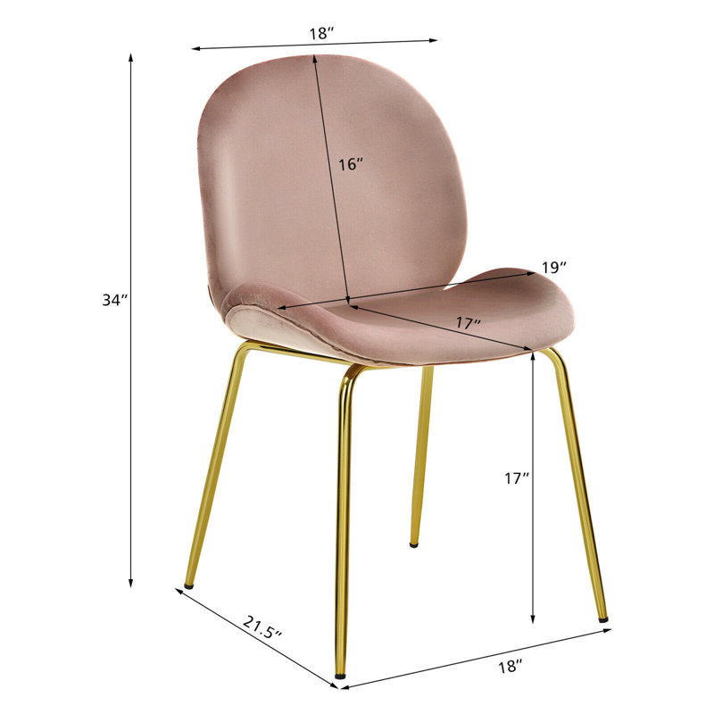 Chaise d'appoint rembourrée en velours Letellier Mauldin, Rose