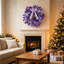 Couronne de Noël artificielle mauve / rose de 16 pouces, couronne de feuilles de paillettes Harry avec un arc en satin et des boules brillantes, couronne de Noël de porte d'entrée pour les décorations de Noël intérieures et extérieures-220589047