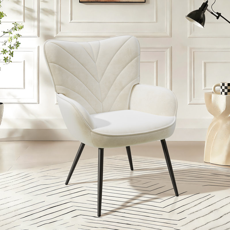 Velvet Armchair, White