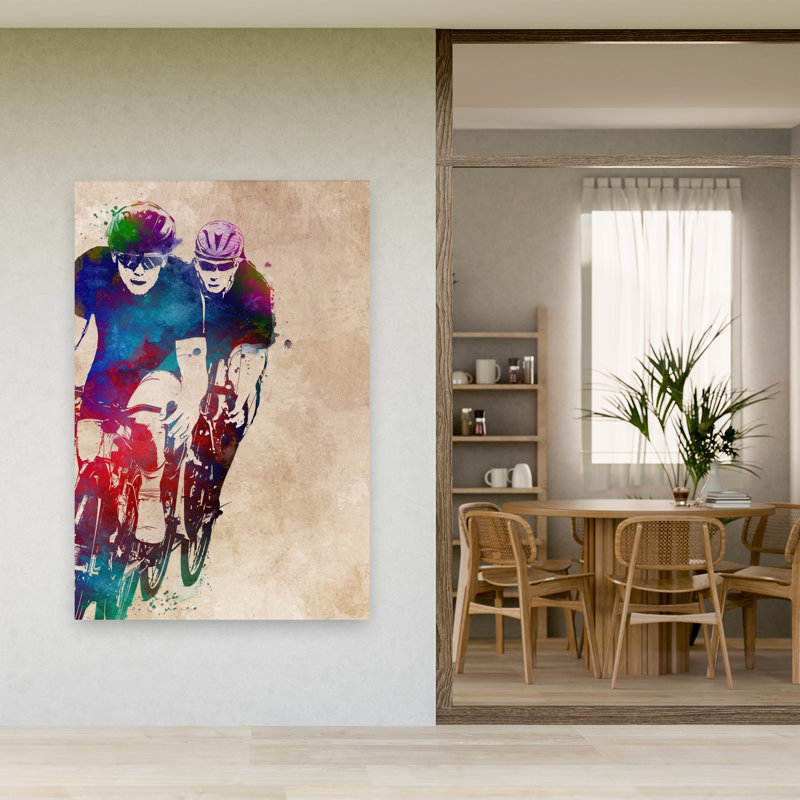 «Vibrant Cycling Action», art mural contemporain, 60" H x 40" W