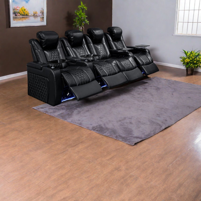 Smart Power Recliner, Top-grain Leather, Modern Black For Home Entertainment