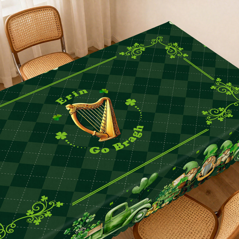 Nappe en polyester lavable à quatre feuilles et trèfle, L 118,11 po x l 59,05 po