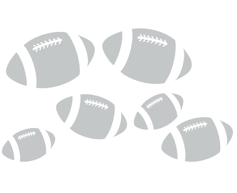 Décalcomanie murale footballs, H 28 po x l 48 po x P 0,01 po, Gris clair