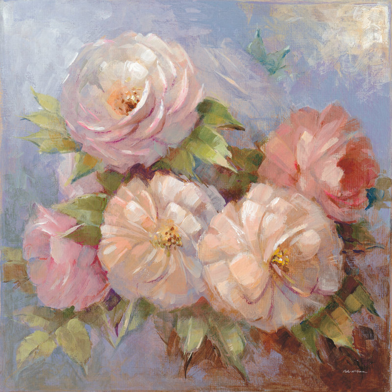 Roses On Blue III Crop by Peter McGowan - Wrapped Canvas Art Prints, 30cm H x 30cm W x 3.8cm D