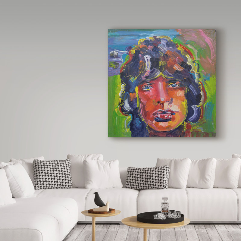 « mick jagger portrait », reproduction sur toile tendue, H 18 po x l 18 po x P 2 po